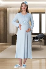 Mecit 1924 Mavi Dört Parça Hamile Lohusa Set - Bedenler: M, L, XX-Large, XL
