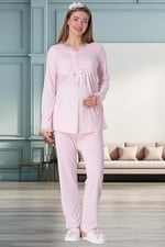 Mecit 1924 Pembe Dört Parça Hamile Lohusa Set - Bedenler: M, L, XX-Large, XL