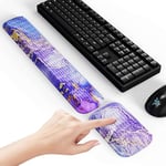 MEKASS Klavye ve Fare için Ergonomik Bilek Desteği, Kaymaz Silikon Tabanlı Yumuşak Hafızalı Köpük Klavye Bilek Dinlenme Seti, Kolay Yazma, Ağrı Kesici, Ofis, İş, Oyun Konforu (Mor Mermer)