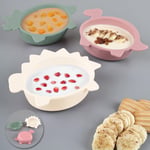 Meleni Baby 3'lü Hayvan Figürlü Silikon Bebek Mama Kasesi Seti - Şekilli Bebek Beslenme Kasesi Pembe Yeşil Bej
