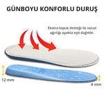 Memory Foam Ortopedik Ayakkabı Tabanlık, Visco Konfor Rahat Spor Ayakkabı Tabanı, Erkek, Kadın (Gri, 40)