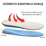Memory Foam Ortopedik Ayakkabı Tabanlık, Visco Konfor Rahat Spor Ayakkabı Tabanı, Erkek, Kadın (Gri, 40)