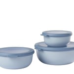 Mepal - Çok amaçlı Cirqula Round 3 parçalı set - Kapaklı saklama kabı - Saklama kutusu, buzdolabı, derin dondurucu ve mikrodalga fırın kabı olarak uygundur - 350 ml, 750 ml ve 1250 ml - Nordic Blue