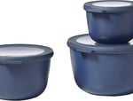 Mepal - Çok amaçlı Cirqula Round 3 parçalı set – kapaklı saklama kabı – saklama kutusu, buzdolabı, derin dondurucu ve mikrodalga fırın kabı olarak uygundur – 500 ml, 1000 ml & 2000 ml – Nordic Denim