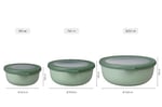 Mepal - Çok amaçlı Cirqula Round 3 parçalı set - Kapaklı saklama kabı - Saklama kutusu, buzdolabı, derin dondurucu ve mikrodalga fırın kabı olarak uygundur - 350 ml, 750 ml ve 1250 ml - Nordic Blue
