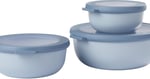 Mepal - Çok amaçlı Cirqula Round 3 parçalı set - Kapaklı saklama kabı - Saklama kutusu, buzdolabı, derin dondurucu ve mikrodalga fırın kabı olarak uygundur - 350 ml, 750 ml ve 1250 ml - Nordic Blue
