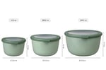 Mepal - Çok amaçlı Cirqula Round 3 parçalı set - Kapaklı saklama kabı - Saklama kutusu, buzdolabı, derin dondurucu ve mikrodalga fırın kabı olarak uygundur - 500 ml, 1000 ml ve 2000 ml - Nordic Blue