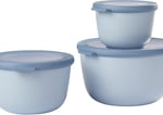 Mepal - Çok amaçlı Cirqula Round 3 parçalı set - Kapaklı saklama kabı - Saklama kutusu, buzdolabı, derin dondurucu ve mikrodalga fırın kabı olarak uygundur - 500 ml, 1000 ml ve 2000 ml - Nordic Blue