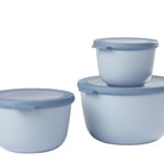 Mepal - Çok amaçlı Cirqula Round 3 parçalı set - Kapaklı saklama kabı - Saklama kutusu, buzdolabı, derin dondurucu ve mikrodalga fırın kabı olarak uygundur - 500 ml, 1000 ml ve 2000 ml - Nordic Blue