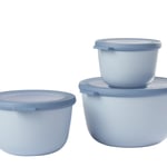 Mepal - Çok amaçlı Cirqula Round 3 parçalı set - Kapaklı saklama kabı - Saklama kutusu, buzdolabı, derin dondurucu ve mikrodalga fırın kabı olarak uygundur - 500 ml, 1000 ml ve 2000 ml - Nordic Blue