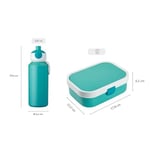 Mepal Mola Seti Campus Turkuaz – İçecek Şişesi ve Beslenme Kutusu Bento Kullanımı ile – Okul ve Boş Zaman için İdeal – Bulaşık Makinesinde Yıkanabilir, ABS, 0 mm, 2, 400 ml + 4 tereyağı ekmeği