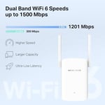 Mercusys ME60X, AX1500 Çift Bantlı Wi-Fi 6 Menzil Genişletici, 1 Gigabit Bağlantı Noktası ve 2 Harici Anten ile Geniş Bant/Wi-Fi Güçlendirici/Hotspot, Access Point Modu