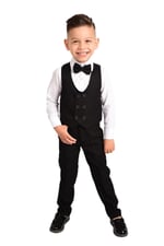 Merdia Kids Erkek Çocuk Smokin Takım Elbise Yelekli Papyonlu -1