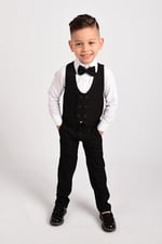 Merdia Kids Erkek Çocuk Smokin Takım Elbise Yelekli Papyonlu -1