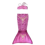 Mermaids Deniz Kızı Bikini Takımı, Kız Çocuk, 4-6 Yaş, Renkli, Standart Beden,%80 Polyester%20 Elastan, 3D Pullu, Bandeau Üst