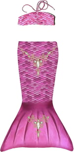 Mermaids Deniz Kızı Bikini Takımı, Kız Çocuk, 4-6 Yaş, Renkli, Standart Beden,%80 Polyester%20 Elastan, 3D Pullu, Bandeau Üst