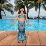 Mermaids Kız Çocuk Deniz Kızı Kuyruklu Bikini Seti, Turkuaz, Standart Beden,%80 Polyester%20 Elastan, 3D Pullu Baskı, İspanya Üretimi, Yaş Seçeneği