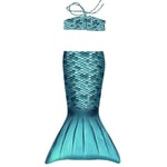Mermaids Kız Çocuk Deniz Kızı Kuyruklu Bikini Seti, Turkuaz, Standart Beden,%80 Polyester%20 Elastan, 3D Pullu Baskı, İspanya Üretimi, Yaş Seçeneği