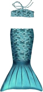 Mermaids Kız Çocuk Deniz Kızı Kuyruklu Bikini Seti, Turkuaz, Standart Beden,%80 Polyester%20 Elastan, 3D Pullu Baskı, İspanya Üretimi, Yaş Seçeneği