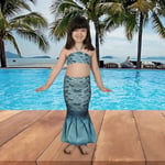 Mermaids Kız Çocuk Deniz Kızı Kuyruklu Bikini Seti, Turkuaz, Standart Beden,%80 Polyester%20 Elastan, 3D Pullu Baskı, İspanya Üretimi, Yaş Seçeneği