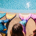 Mermaids Malibu Deniz Kızı Kostümü, 4'lü Takım, Çok Renkli,%80 Polyester,%20 Elastan, 3D Pullu, Monofin Destekli ve Kuyruk Detaylı, Yaş Seçeneği