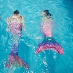 Mermaids Star Deniz Kızı Bikini Kostüm Seti, 4'lü Takım, Çok Renkli,%80 Polyester,%20 Elastan, 3D Pullu, Monofin Destekli, Yaş Seçeneği