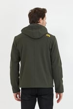 Mero Life Erkek Haki Kapüşonlu Outdoor Su Ve Rüzgar Geçirmez Softshell Spor Mont 3XL-1 Mero-445NM