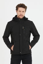 Mero Life Erkek Lacivert Kapüşonlu Su ve Rüzgar Geçirmez Softshell Mont 3XL-1 Mero-41NM