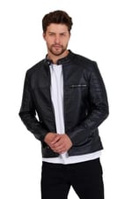 Mero Life Erkek Siyah Dar Kesim Yeni Sezon Deri Ceket Mont S-1 Mero-646NM