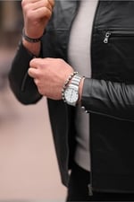 Mero Life Erkek Siyah Dar Kesim Yeni Sezon Deri Ceket Mont S-1 Mero-646NM