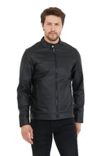 Mero Life Erkek Siyah Yeni Sezon Deri Ceket Mont S-1 Mero-583NM