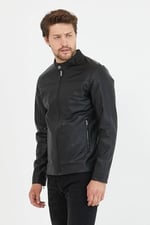 Mero Life Erkek Siyah Yeni Sezon Deri Ceket Mont S-1 Mero-583NM