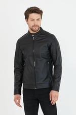 Mero Life Erkek Siyah Yeni Sezon Deri Ceket Mont S-1 Mero-583NM