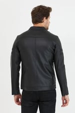 Mero Life Erkek Siyah Yeni Sezon Deri Ceket Mont S-1 Mero-598NM