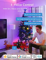 meross Akıllı Wi-Fi ampul, Apple HomeKit ile çalışır, WiFi lamba, LED, çok renkli, kısılabilir ampul, Siri, Alexa, Google Home ve SmartThings ile uyumlu, E27 sıcak beyaz