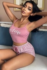 Merry See Askılı Sleep Basklı Sortlu Pijama Takımı