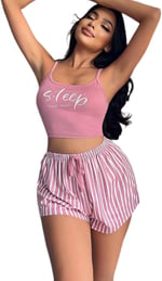 Merry See Askılı Sleep Basklı Sortlu Pijama Takımı