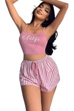 Merry See Askılı Sleep Basklı Sortlu Pijama Takımı