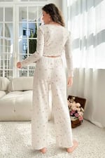 Merry See Özel Örme Kumaş Baskılı Uzun Kollu Pijama Takımı