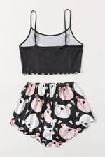 Merry See Uyuyan Ayıcık Basklı Ultrasoft Askılı Sortlu Pijama Takımı