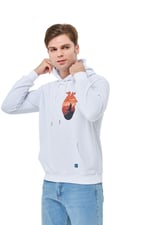 Mesfeno Göğüs Baskılı Regular Fit Siyah Kapüşonlu Sweatshirt