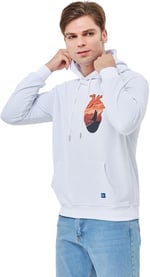 Mesfeno Göğüs Baskılı Regular Fit Siyah Kapüşonlu Sweatshirt
