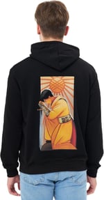 Mesfeno Sırt Baskılı Regular Fit Siyah Kapüşonlu Sweatshirt