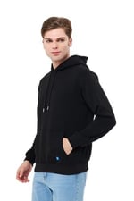 Mesfeno Sırt Baskılı Regular Fit Siyah Kapüşonlu Sweatshirt