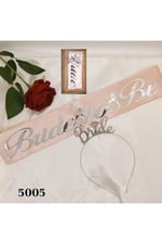 Metal Bride Taç Kuşak Bekarliğa Veda Parti Taç Set, Pembe Silver