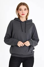 Metalic Kadın Lacivert Renk Kapüşonlu Basic Örme Sweatshirt