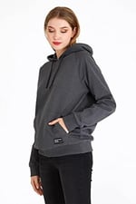 Metalic Kadın Lacivert Renk Kapüşonlu Basic Örme Sweatshirt