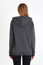 Metalic Kadın Lacivert Renk Kapüşonlu Basic Örme Sweatshirt