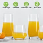 Mfacoy İçecek Bardağı Seti 8-4 Uzun Cam Bardak 500 ml ve 4 Kısa Sapsız Şarap Kadehi 368 ml, Highball Bardakları, Kokteyl, Bira, Şarap, Viski, Su ve Meyve Suyu İçecekleri için Cam Setleri