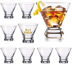 Mfacoy Martini Bardak Seti 9 (8 satın alın, 1 Ücretsiz), Kristal Kokteyl Bardakları 8 oz, El Üflemeli Sapsız Martini Bardakları Bar, Martini, Kozmopolitan, Manhattan, Gimlet, Pisco Sour, Brandy için
